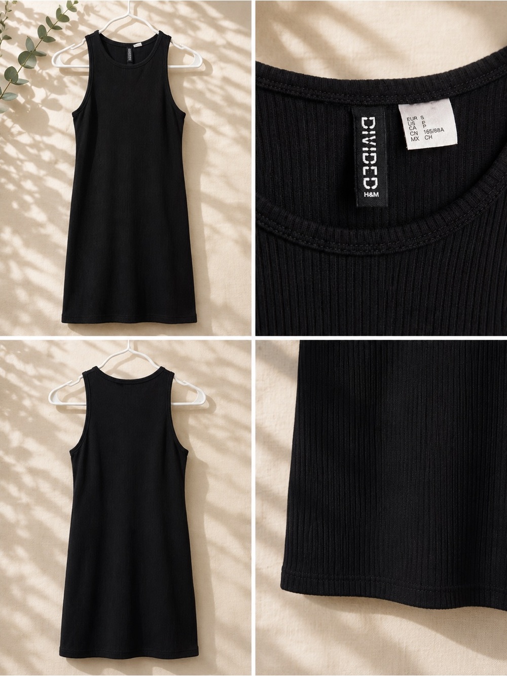 H&M Black Ribbed Tank Midi Dress